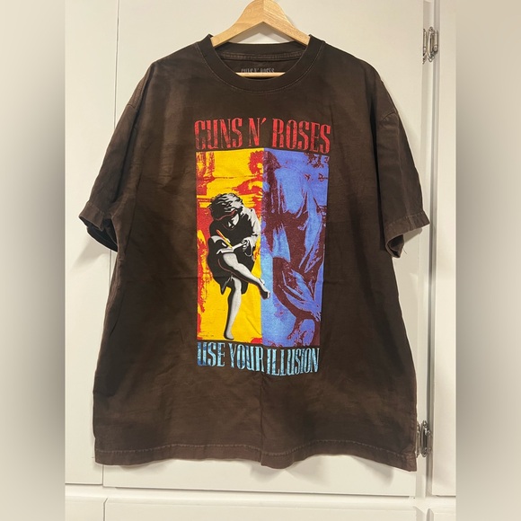 New - Guns N’ Roses Brown Graphic Band T-Shirt - Picture 2 of 5